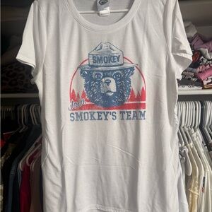 White Smokey Bear Graphic T-Shirt